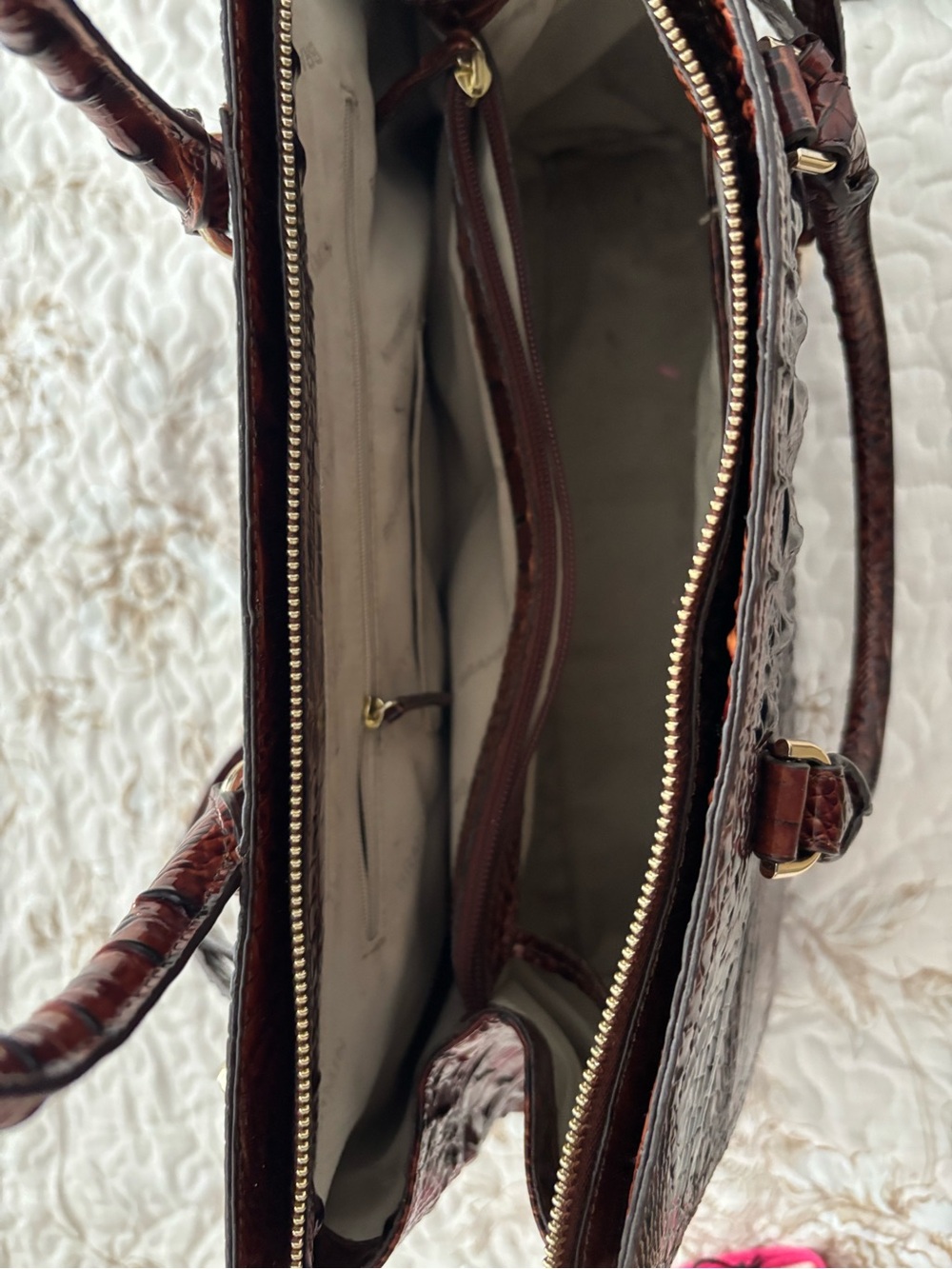 Brahmin Pecan Croc-Embossed Satchel - Picture 6 of 8
